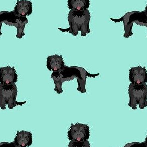 cockapoo fabric - black cockapoo fabric, black cockapoo dog, dog fabric, dogs fabric, cute dog, dog fabric - mint