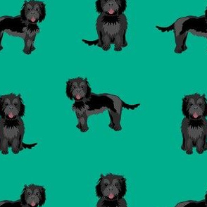 cockapoo fabric - black cockapoo fabric, black cockapoo dog, dog fabric, dogs fabric, cute dog, dog fabric -green