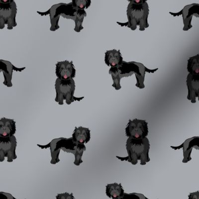 cockapoo fabric - black cockapoo fabric, black cockapoo dog, dog fabric, dogs fabric, cute dog, dog fabric - grey