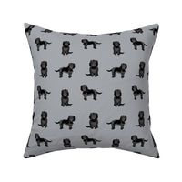 cockapoo fabric - black cockapoo fabric, black cockapoo dog, dog fabric, dogs fabric, cute dog, dog fabric - grey