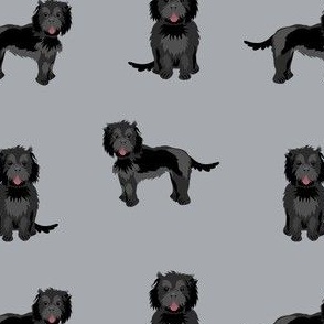 cockapoo fabric - black cockapoo fabric, black cockapoo dog, dog fabric, dogs fabric, cute dog, dog fabric - grey