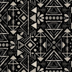 Bohemian geometric wash in black & white