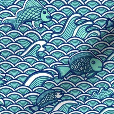 Chinoiserie Fish Aqua