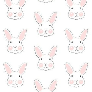 realistic bunnies in soft pink and charcoal