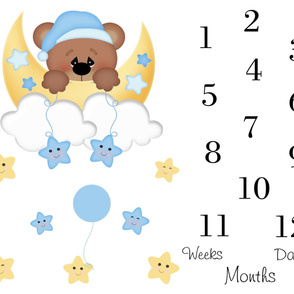 Baby Boy Monthly Blanket Teddy Bear Milestone 