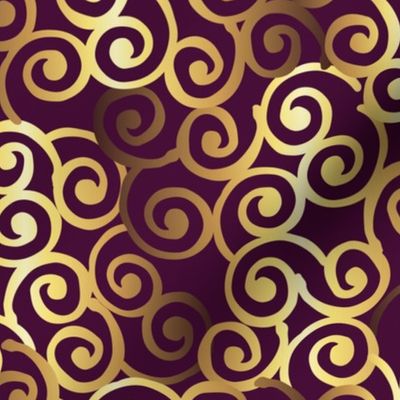 swirls maroon and gold