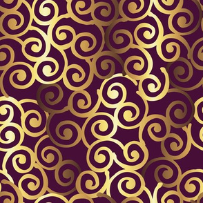 swirls maroon and gold