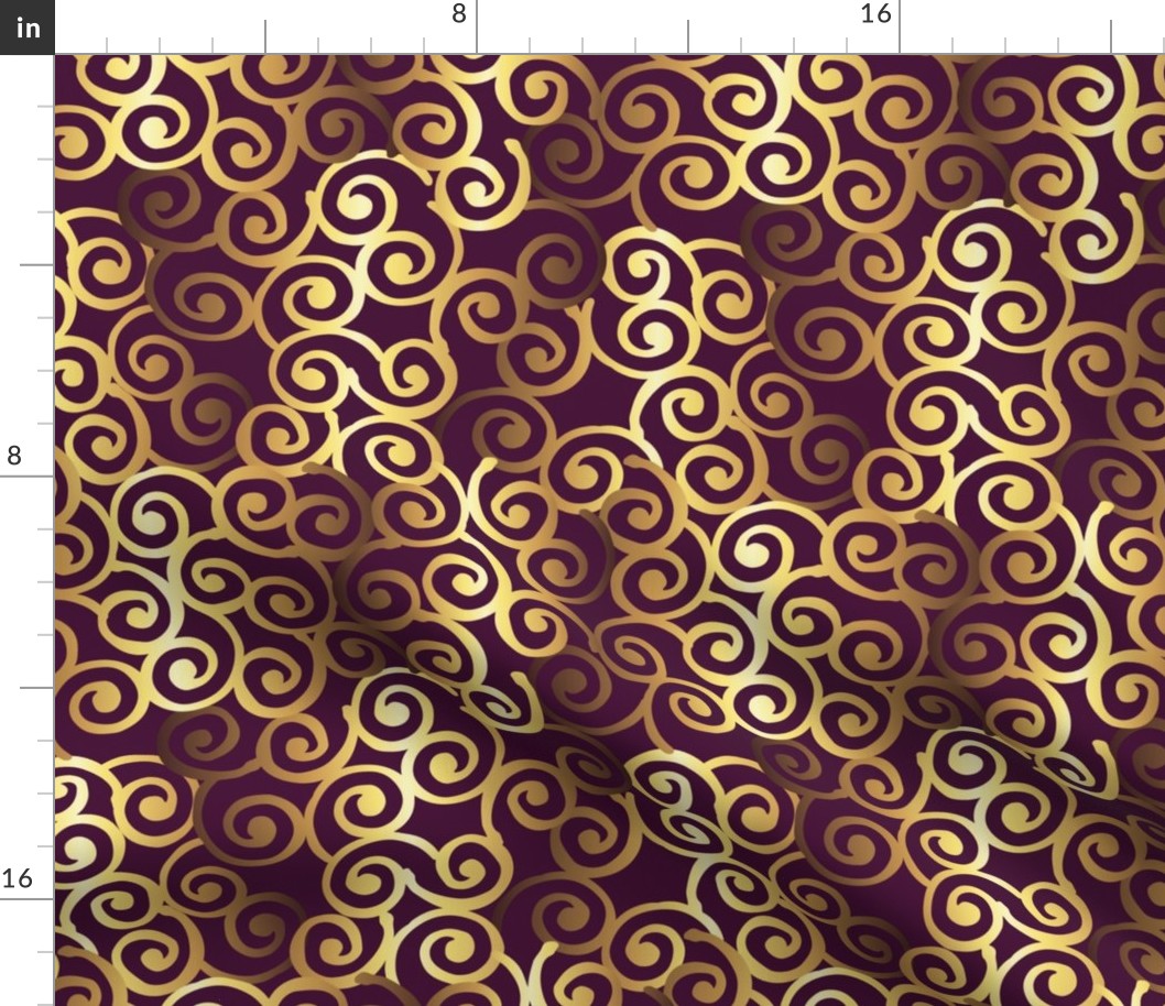 swirls maroon and gold