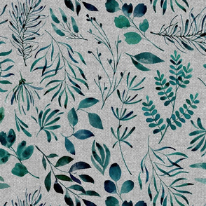 Full texture teal leaves nature botanical home decor prints