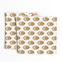 ginger flower - block printed fabric, ogee fabric, ogee floral, block print fabric, -  cream