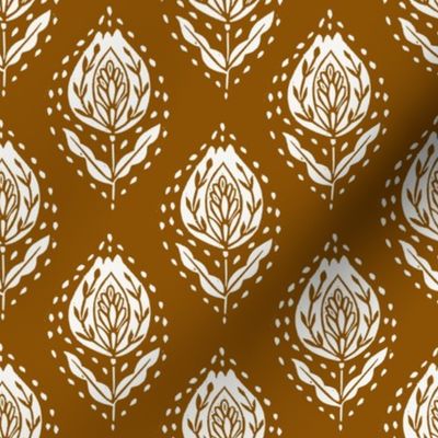 ginger flower - block printed fabric, ogee fabric, ogee floral, block print fabric, - ginger