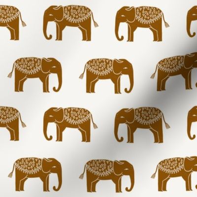 elephants - interior design fabric, home decor fabric, elephants, block print fabric, block printed wallpaper, andrea lauren fabric -  cream