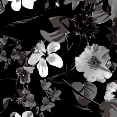 Moody Black and White Floral