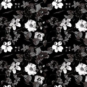Moody Black and White Floral