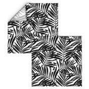 brush palm leaves - black on white, large