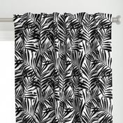 brush palm leaves - black on white, large