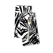 brush palm leaves - black on white, large