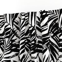 brush palm leaves - black on white, large