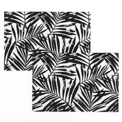 brush palm leaves - black on white, large