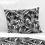 brush palm leaves - black on white, large