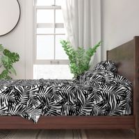 brush palm leaves - black on white, large