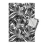 brush palm leaves - black on white, large