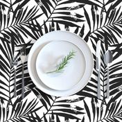 brush palm leaves - black on white, large