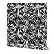 brush palm leaves - black on white, large