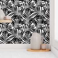 brush palm leaves - black on white, large