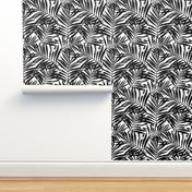 brush palm leaves - black on white, large