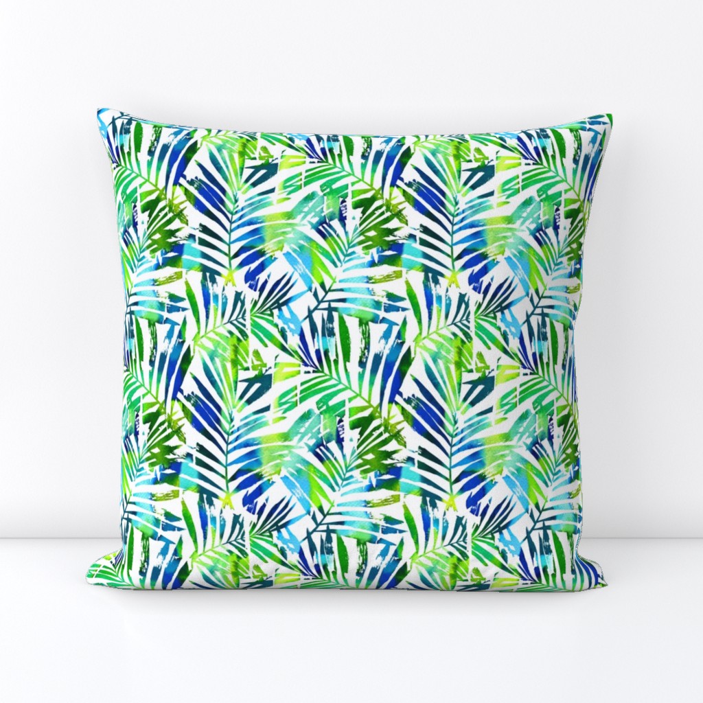 watercolor palm leaves - white, small