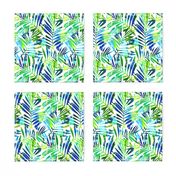 watercolor palm leaves - white, small