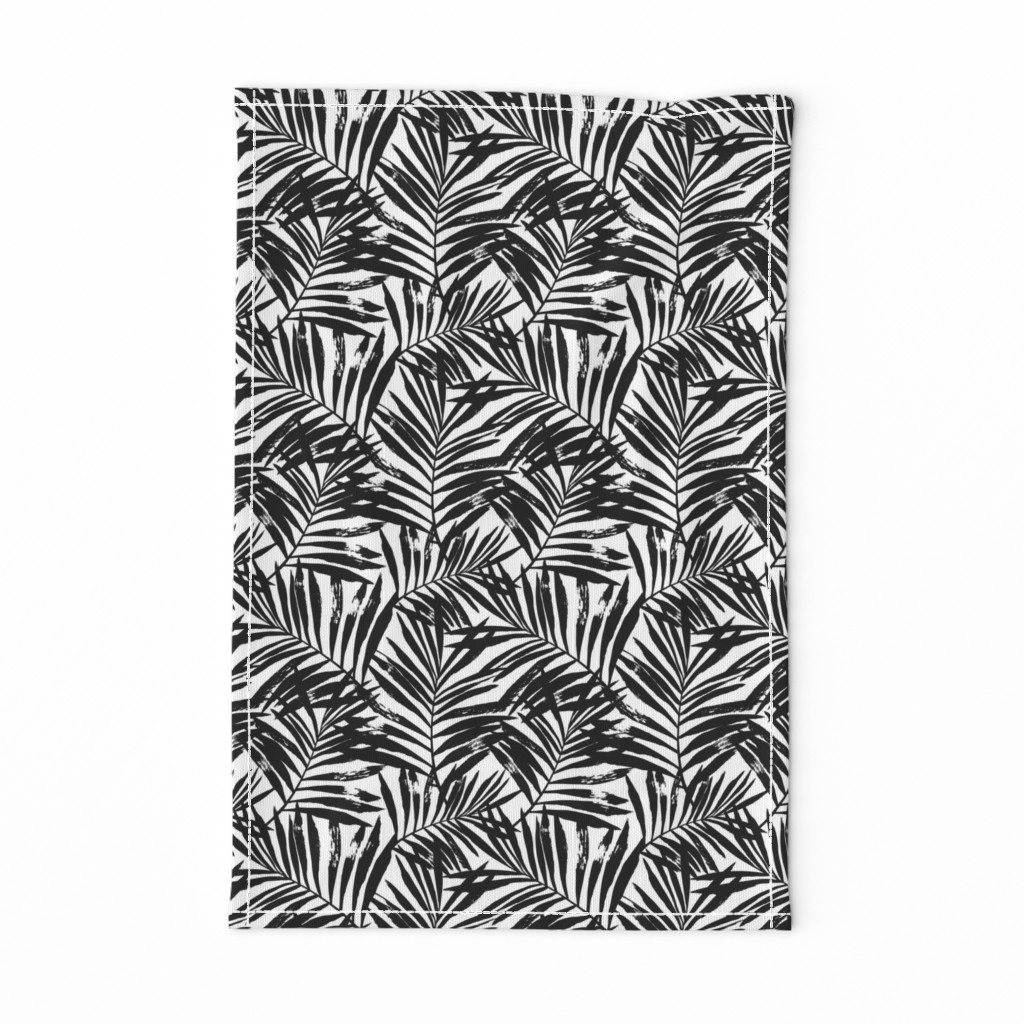 brush palm leaves - black on white, small