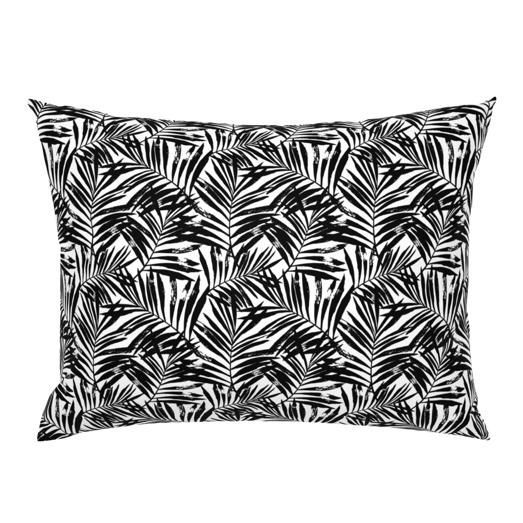 brush palm leaves - black on white, small