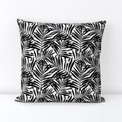 brush palm leaves - black on white, small