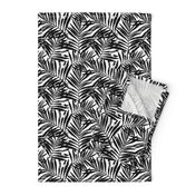 brush palm leaves - black on white, small