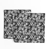 brush palm leaves - black on white, small