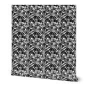 brush palm leaves - black on white, small