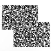 brush palm leaves - black on white, small