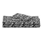 brush palm leaves - black on white, small