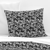 brush palm leaves - black on white, small