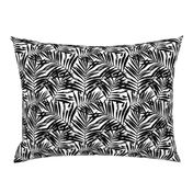 brush palm leaves - black on white, small