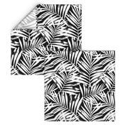 brush palm leaves - white on black, large