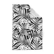 brush palm leaves - white on black, large