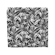 brush palm leaves - white on black, large