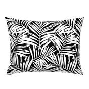 brush palm leaves - white on black, large