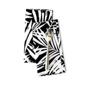 brush palm leaves - white on black, large