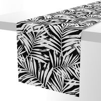 brush palm leaves - white on black, large