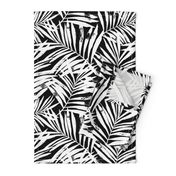 brush palm leaves - white on black, large