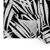 brush palm leaves - white on black, large